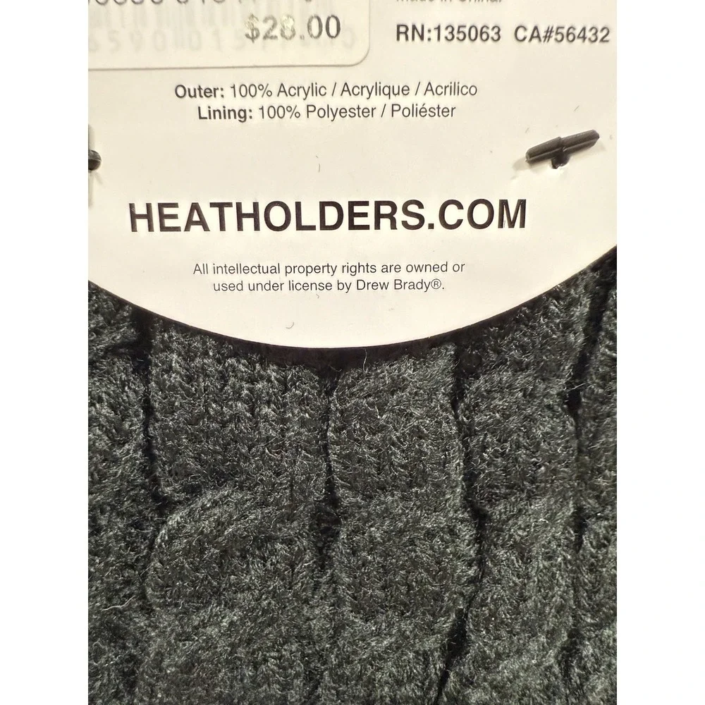 Heat Holders Thermal Beanie Womens One Size Green Cable Knit HeatWeaver HHL01517